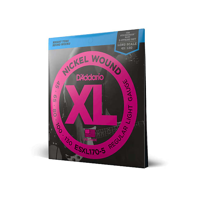 D'Addario ESXL170-5 Nickel Wound 5-String Bass Guitar Strings, Light, 45-130, Double Ball End, Long Scale image 1