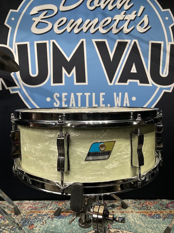 Ludwig - 14x5" 3 Ply Classic, 8-Lug Snare Drum 1976 - White Marine Pearl image 1