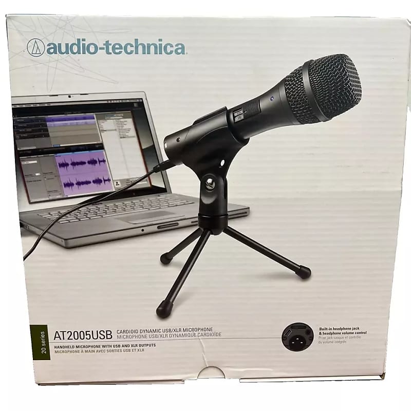 Audio-Technica AT2005USB Cardioid Dynamic USB XLR Microphone ~ W/ Stand image 1