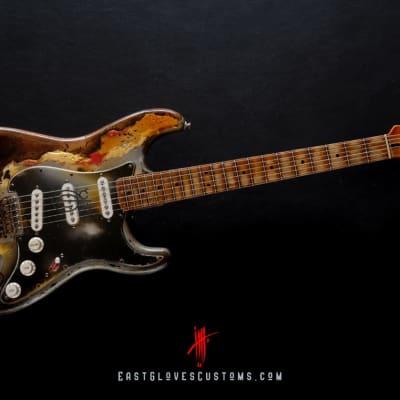 Fender Stratocaster Metallic Silver Gray/Gold Leaf Heavy Aged Relic by East Gloves Customs image 16