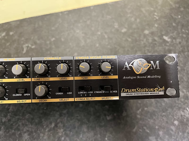 Novation Drum Station 5-Voice Rackmount Synthesizer 1995 - 1996 - Black with Yellow Stripe image 1
