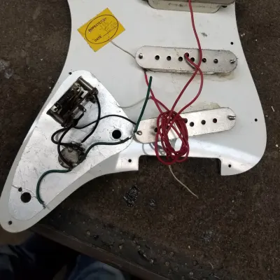 Squier Stratocaster Pickguard With Some Parts 1990 White image 2