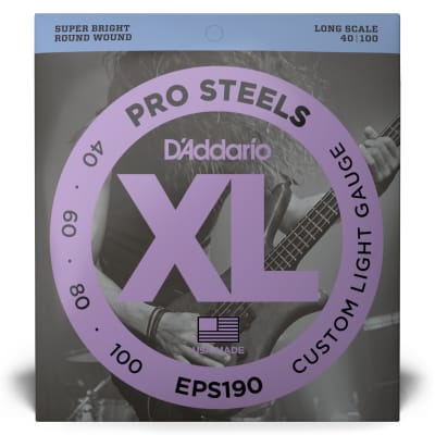 D'Addario EPS190 ProSteels Bass Guitar Strings, Custom Light, 40-100, Long Scale image 2
