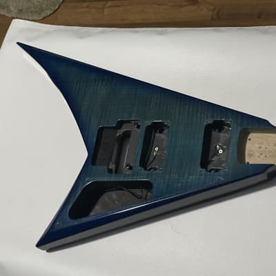 2006 MIJ Jackson RR3 RR Rhoads V Blue Flame Guitar Body Floyd Tremolo Ready image 2