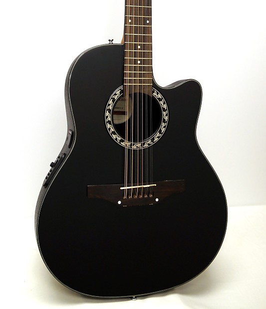 Applause by Ovation AB2412 5 Balladeer 12 String Acoustic Electric Guitar Black