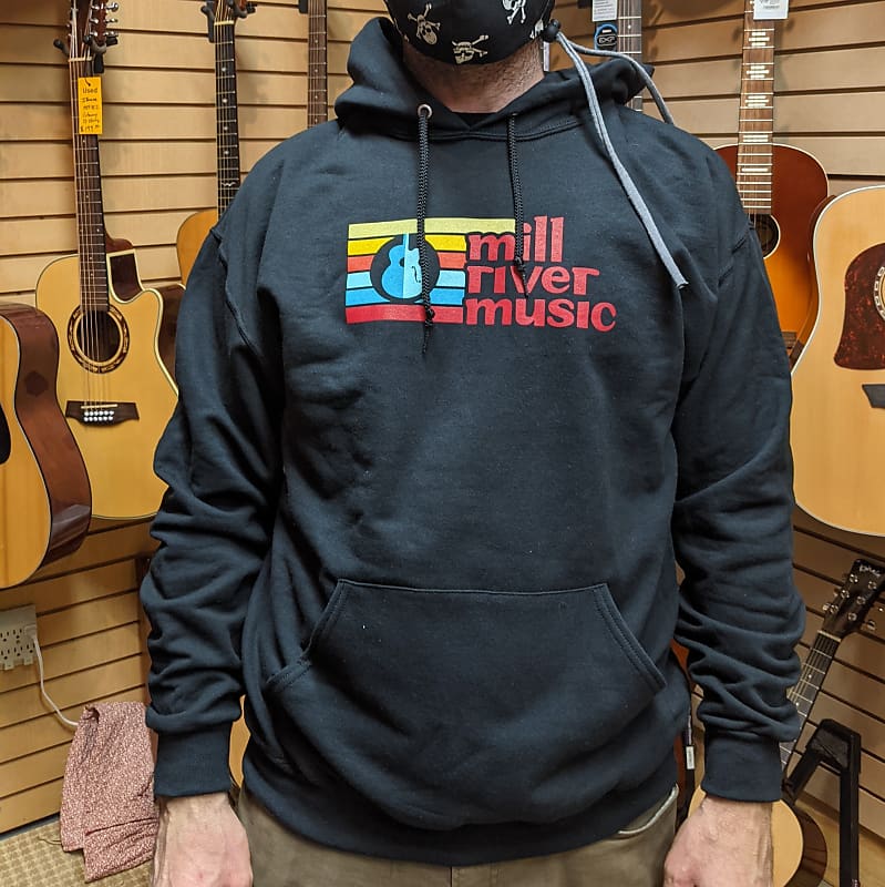 Mill River Music Pullover Hoodie 1st Edition Main Logo Unisex Black Large image 1