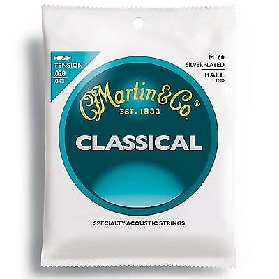 Martin M160 Silverplated Ball-End HighTension Nylon Classic Guitar Strings 28-43 image 1