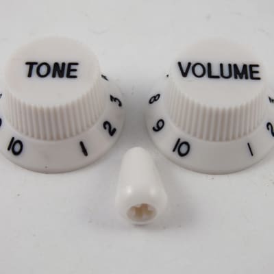 White Volume & Tone Knobs + Matching Tip to fit Ibanez or Yamaha guitar