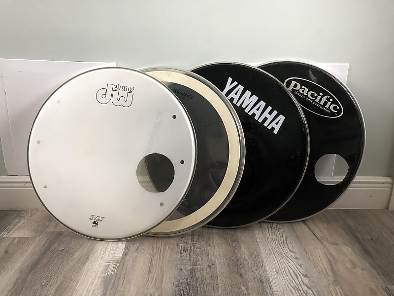 (4) Bass Drum 22” Heads, DW Design Series, Pacific, Yamaha, Reverb