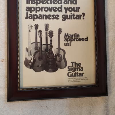 1974 Martin Guitars Promotional Ad Framed Sigma Guitars Original