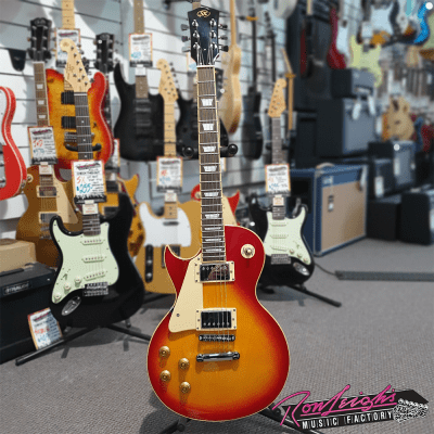 SX Left Handed 'LP' Style Electric Guitar in Cherry Sunburst image 2