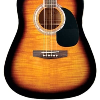 Jay Turser JJ45F-TSB Dreadnought Basswood Body Flame Top Mahogany Neck 6-String Acoustic Guitar for sale