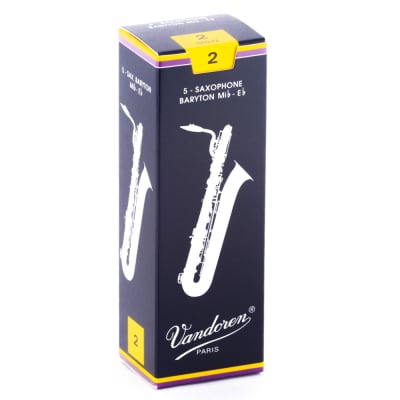 Vandoren SR242 Baritone Sax 2 Strength Traditional Saxophone Reeds Box of 5 image 1