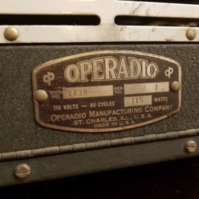Operadio 1A30 Art Deco Theatre or PA Tube Amp 6L6 6J7 20 Watt 1947 - Wrinkled Green and Grey image 3