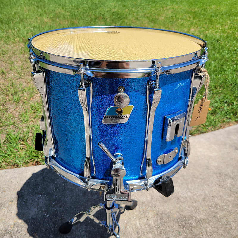 Vintage 1980's Ludwig 14x10 Field/Snare Drum - Blue Sparkle - (094-2) image 1
