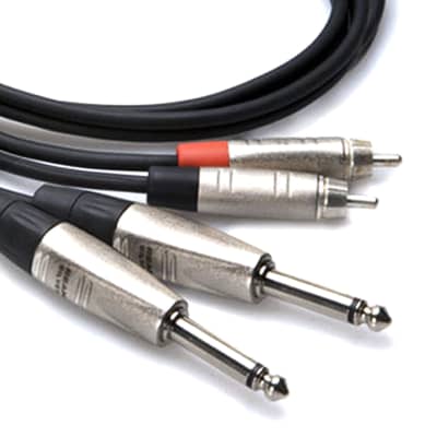 Hosa HPR-010X2 10' Dual REAN 1/4" TS Male to Dual RCA Stereo Interconnect Cable image 4