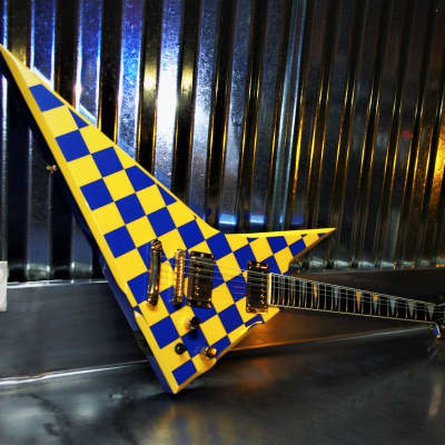 Robin Wedge 1987 Custom.  One of a kind.  Blue Yellow Checkerboard finish. Plays great. Rare. Cool+ image 4