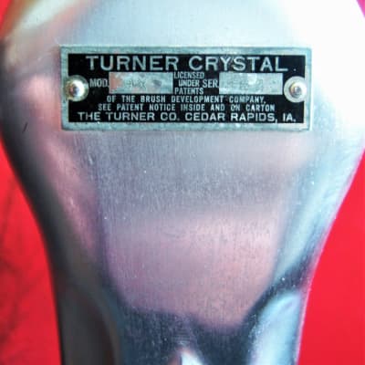 Vintage 1950's Turner 9X crystal microphone Satin Chrome w period Astatic stand display image 6