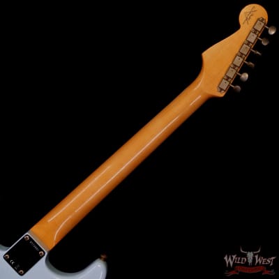 Fender Custom Shop 1962 Stratocaster Hand-Wound Pickups AAA Dark Rosewood Slab Board Relic Sonic Blue 7.65 LBS image 5
