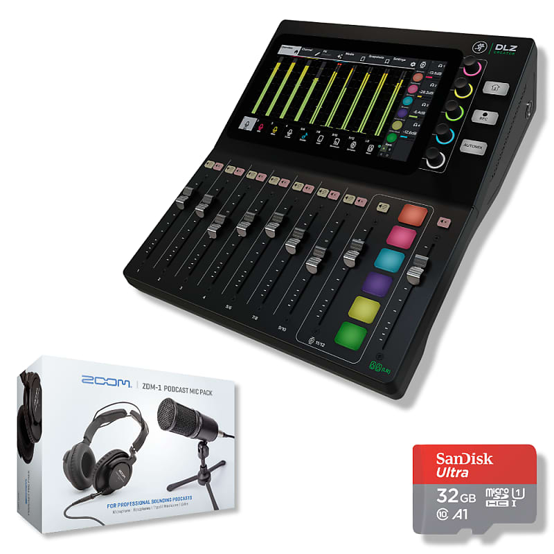 Mackie　Adaptive　with　for　ZDM-1　Podcast　Digital　Polishing　Pack,　Creator　Podcasting,　Mic　and　DLZ　Cloth　Reverb　Creation,　Content　Streaming　32GB　Card　Zoom　microSD　and　Mixer　StreamEye