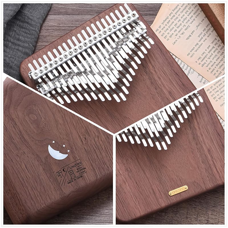 LingTing 42 Key Chromatic Kalimba Flat Solid Board Finger Thumb Piano  Walnut Wood Piano