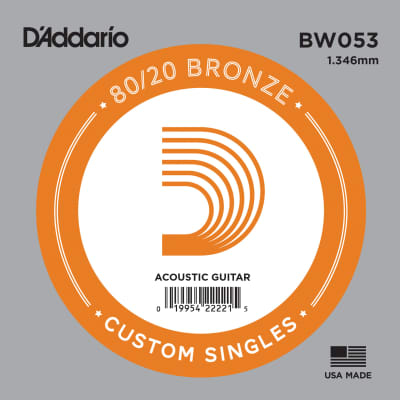 D'Addario BW053 Bronze Wound Acoustic Guitar Single String .053