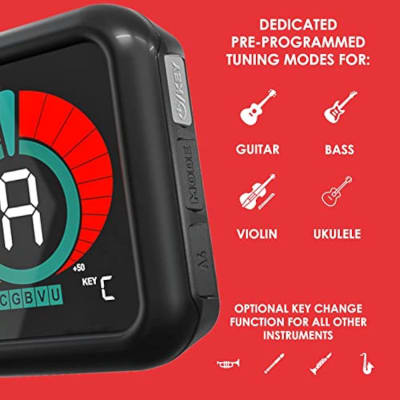 Professional Clip-On Tuner for All Instruments (multi-key modes) - with Guitar, Ukulele, Violin, Bass & Chromatic Tuning Modes image 4