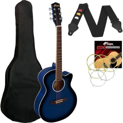 Tiger ACG1 Small Body Acoustic Guitar for Beginners, Blue for sale