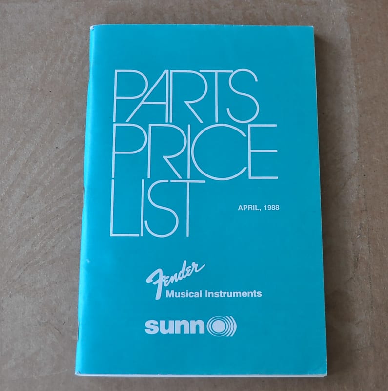 Fender Sunn parts price list vintage catalog booklet Reverb