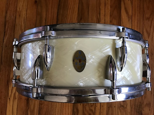 Boosey Hawkes Ajax 5x14 Snare Drum 1950s 1960s White Marine Pearl