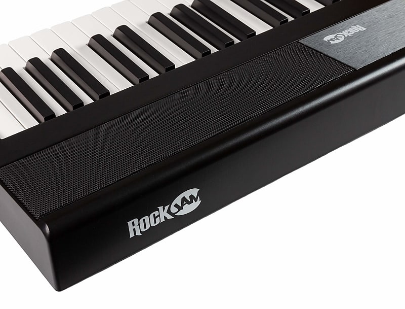 RockJam 88 Key Digital Piano Keyboard with Full Size Semi-Weighted Keys,  Power Supply, Sheet Music Stand, and Piano Note Stickers