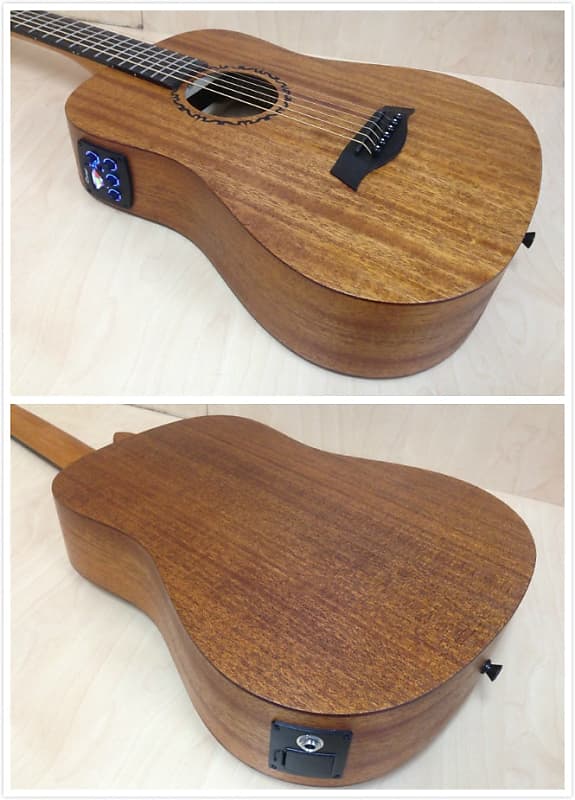 Caraya SAFAIR34EQ 34 All Mahogany Traveler Acoustic Guitar w/Built-in EQ,  Tuner + Free Bag