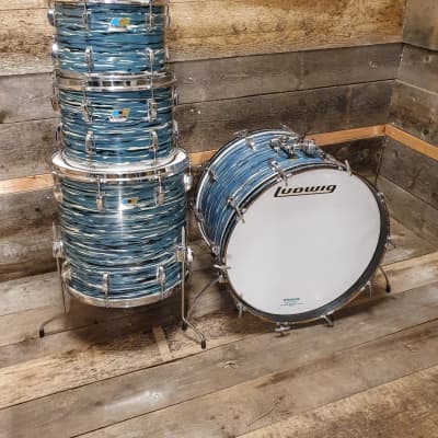 Ludwig Classic Maple USA 1976 blue oyster pearl image 14