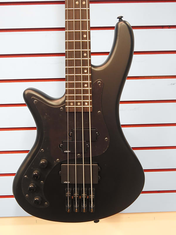 Schecter Stiletto Stealth-4 Left Handed - Satin Black | Reverb