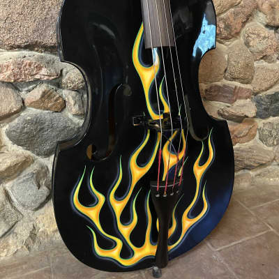 4/4 Electric/Acoustic Jazz Bass - 2005 - Gloss with Flame Made in Romania image 2