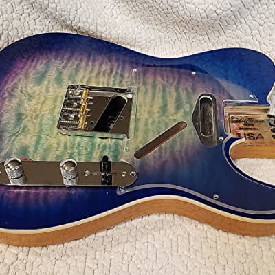 Stunning USA made bound Alder body.Quilt maple top in Blue burst Dragon color.Made for a Tele neck. image 8