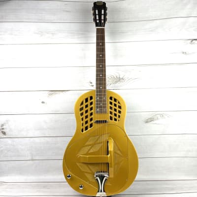 Royall Trifonium Hybrid Distressed Relic Mahogany Body Gold Top Lefthanded Tricone Resonator With Pickup image 11