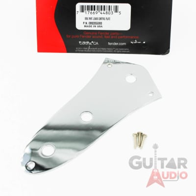 Genuine Fender 3-Hole 62 Jazz Bass CHROME Control Plate Cover with Screws image 2
