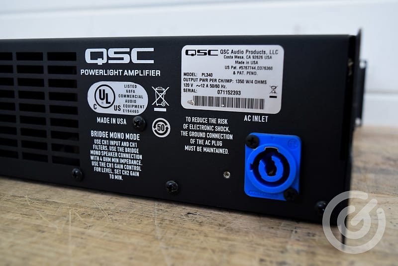 QSC PL340 2-Channel Power Amp (church owned) CG00E6V