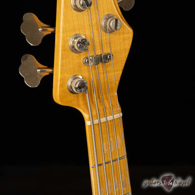 Shabat Tiger 5 String J-Bass w/ Maple Neck – Seafoam Green Over 3TSB image 5