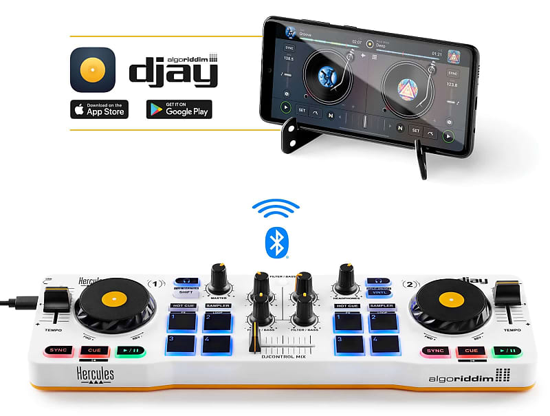 Hercules DJControl Mix – Bluetooth Wireless DJ Controller for Smartphones – 2 Decks image 1