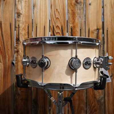 DW USA Collectors Series  - Natural Satin Oil 6.5 x 14" Maple Snare Drum w/ Chrome Hdw. (2023) image 1
