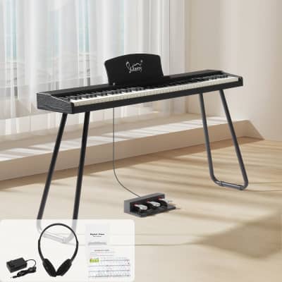 Glarry GPP-110 88 Key Full Size Semi-Weighted Standard Electric Digital Piano with Piano Bench Black image 13