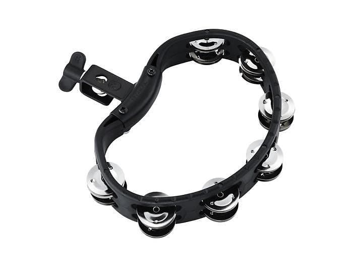 Meinl Mounted Guiro Tambourine, Stainless Steel Jingles, Black image 1