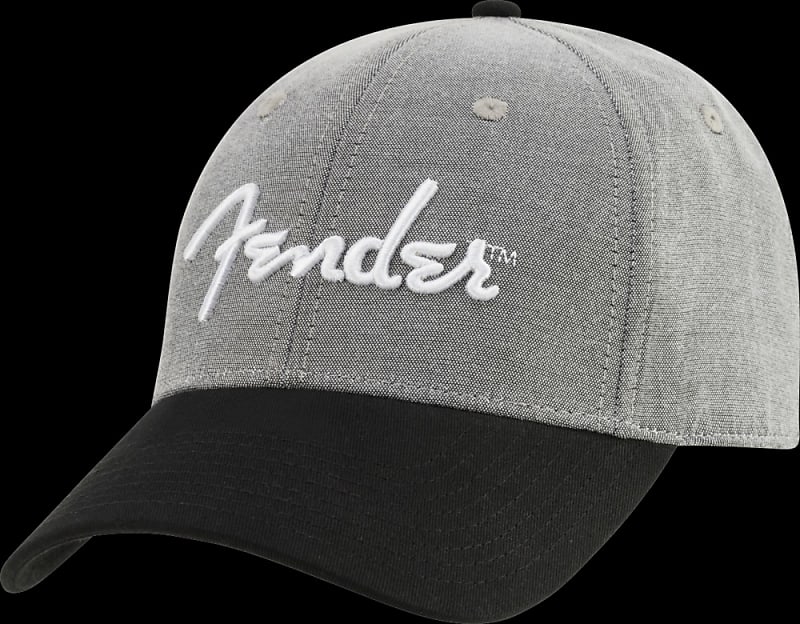 Fender Hipster Dad Hat, Grey & Black, One Size Fits Most image 1