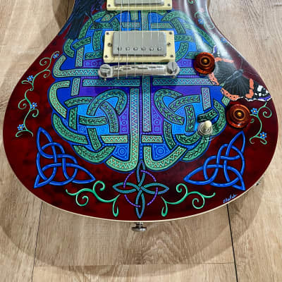 Custom Design Celtic Knot and Raven Hand-painted Tokai Guitar image 12