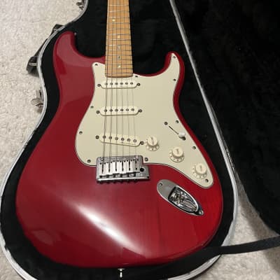 Fender American Deluxe Stratocaster with Maple Fretboard 2000 - Crimson Transparent for sale