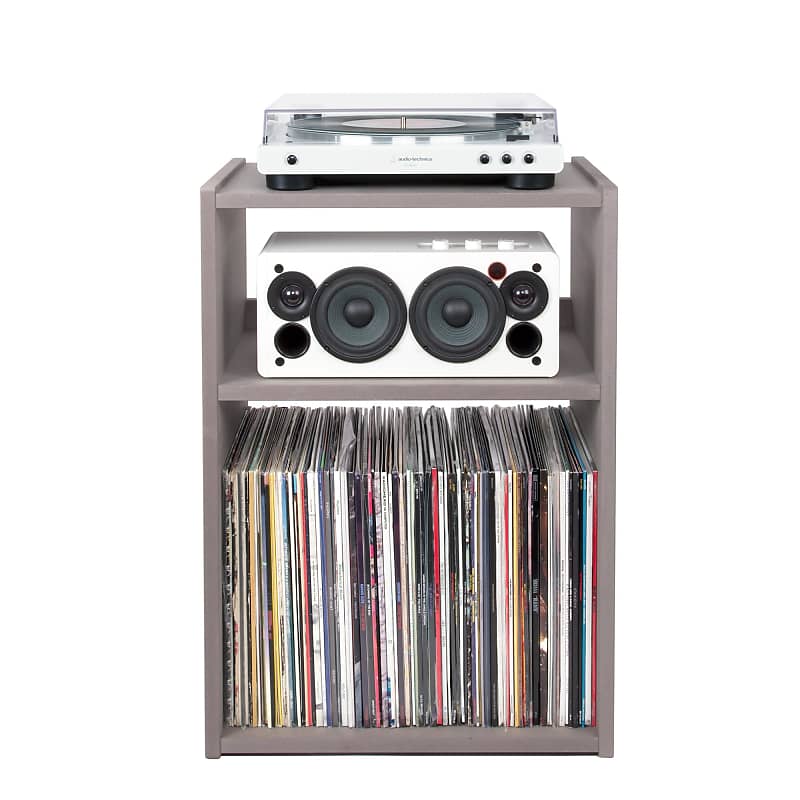 Line Phono: All-In-One Turntable / Speaker / Cube PLUS Stand Package Smoke Stand / White Turntable + Speaker  			