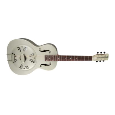 Gretsch G9201 Honey Dipper Round-Neck, Brass Body, and Padauk Fingerboard 6-String Resonator Guitar (Right-Handed, Weathered Pump House Roof) image 5
