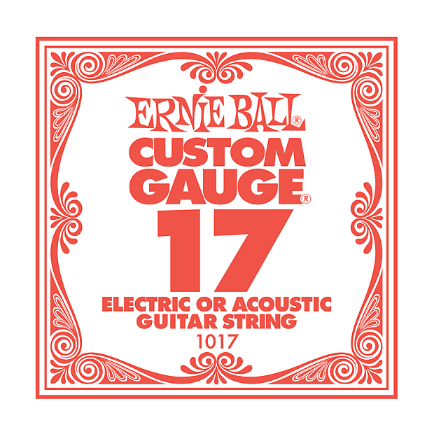 Ernie Ball P01017 .017 Plain Steel Electric/Acoustic Guitar Strings (6-Pack) image 1